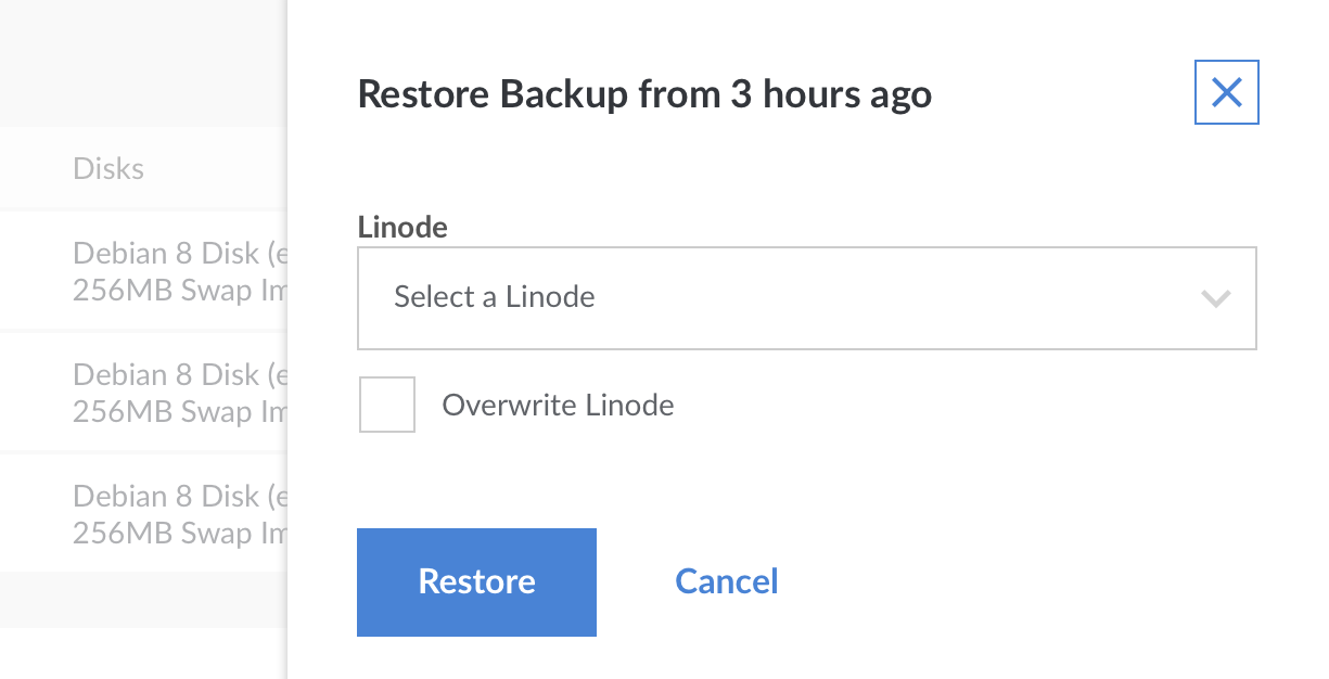 Select the Linode you would like to restore your backup to
