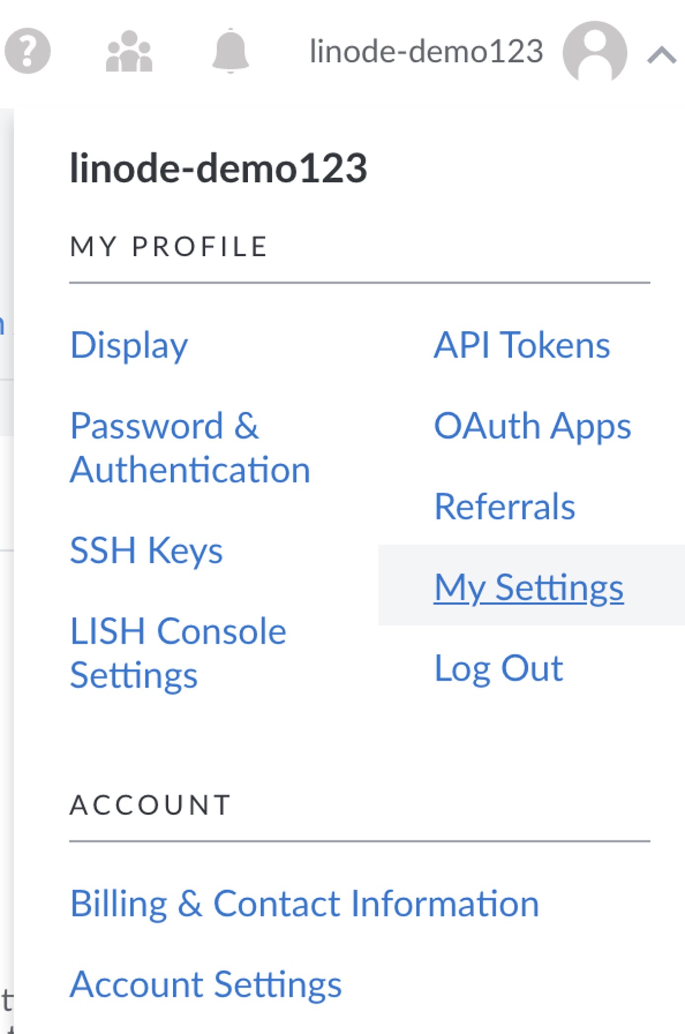 Select &lsquo;My Settings&rsquo;
