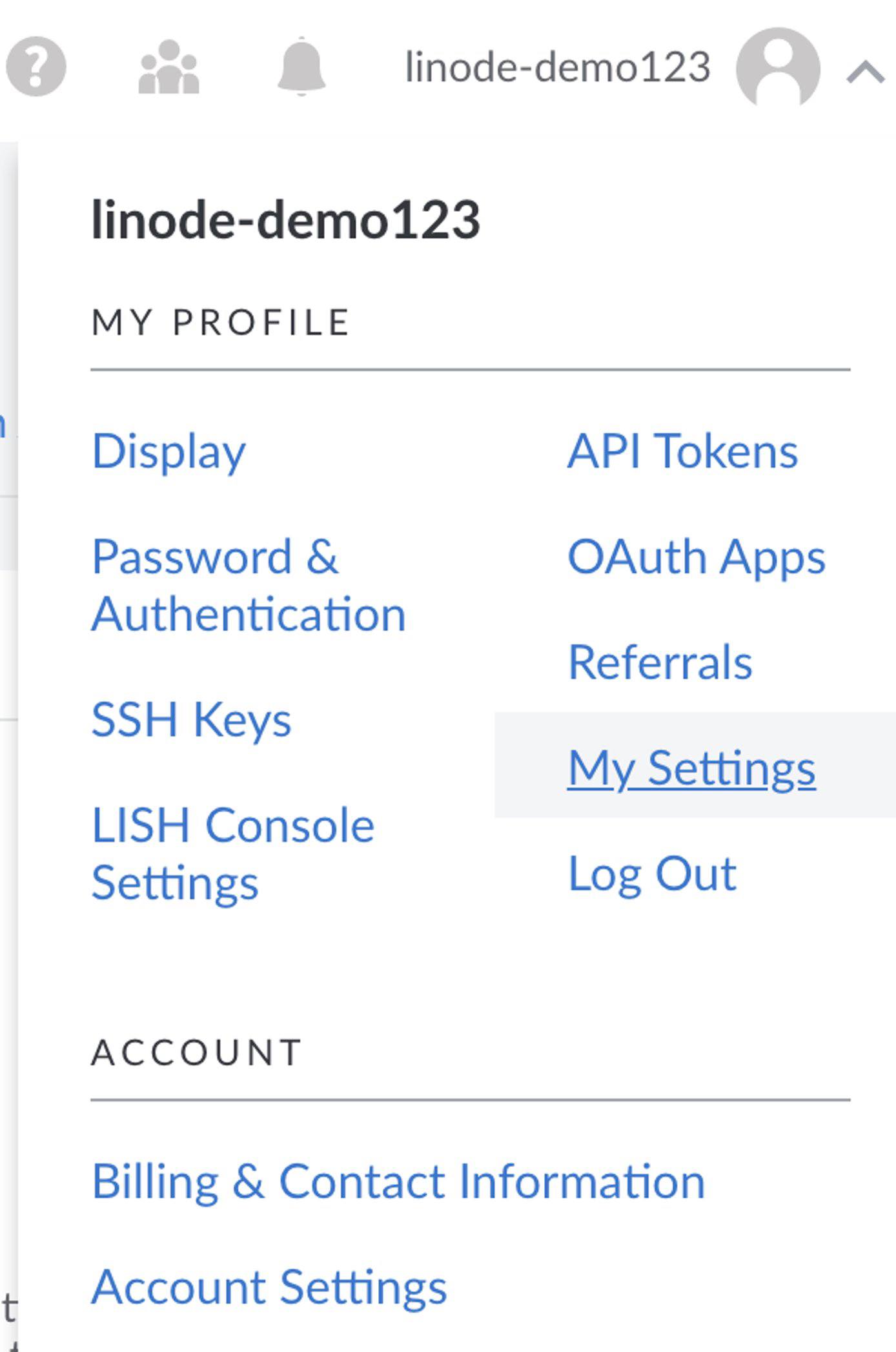 Select &lsquo;My Settings&rsquo;