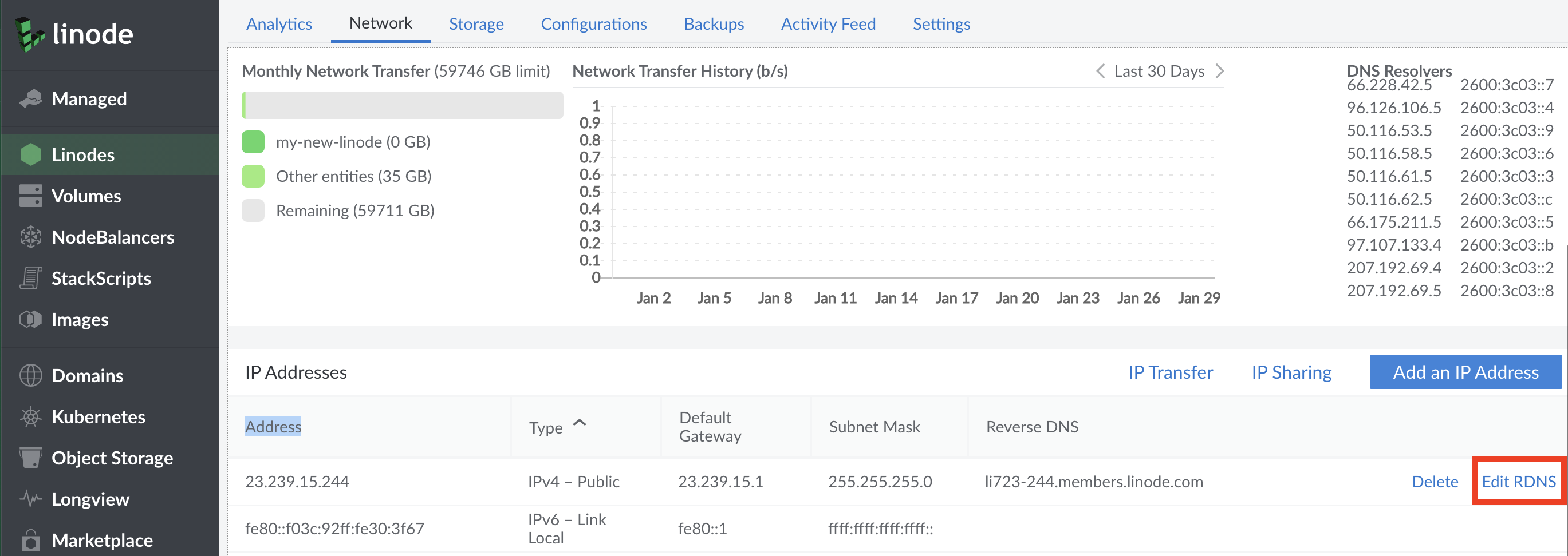 Select &lsquo;Edit RDNS&rsquo; option from the IP address menu.